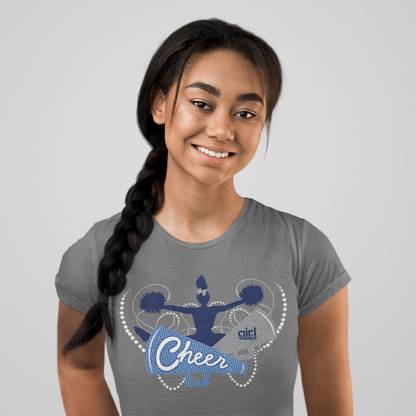 Cheer Graphic Printed Crewneck Tee for Girls Women