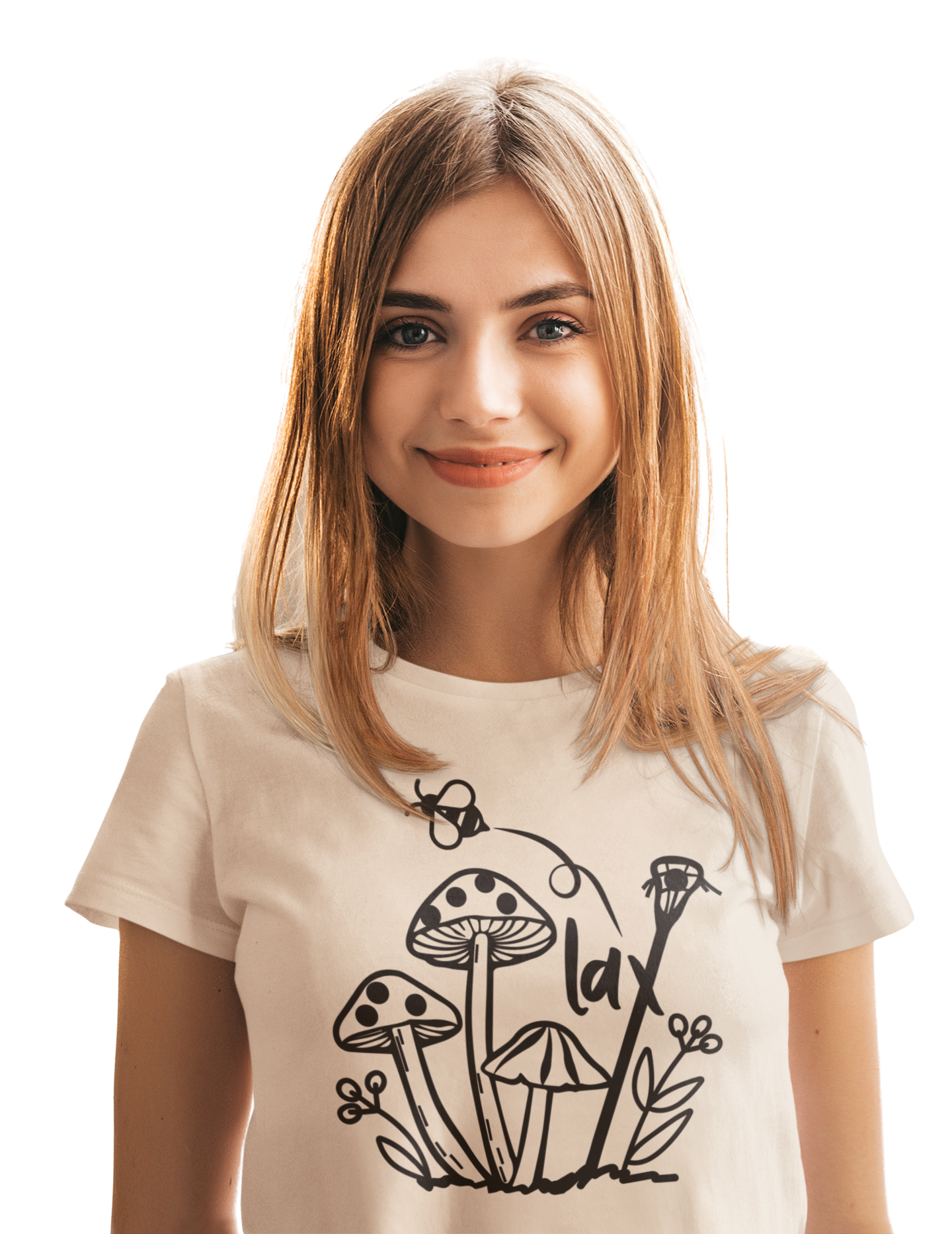 Boho Lacrosse Bee Mushroom Tee, Lunar Graphic Shirts for Girls Women