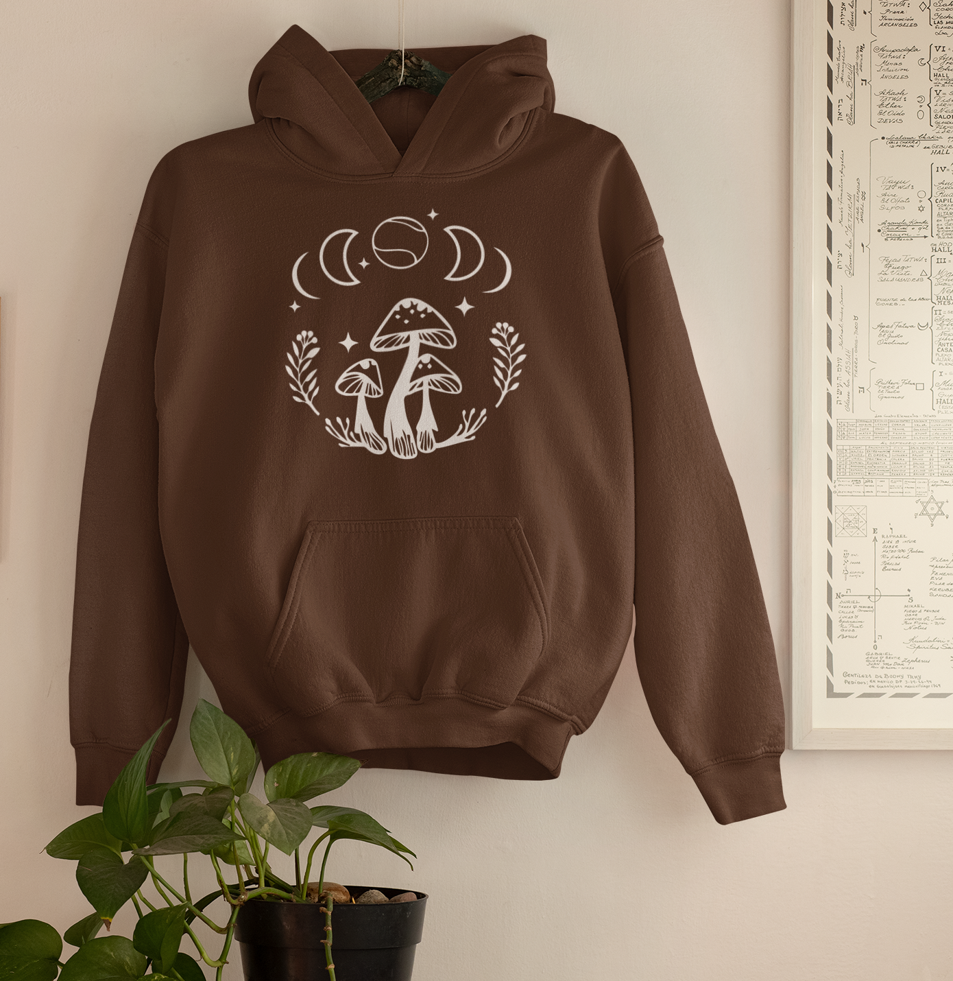 Boho Tennis Mushroom Hoodie, Lunar Graphic for Girls Women