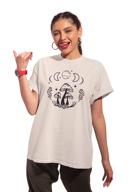 Boho Tennis Mushroom Tee, Lunar Shirt for Girls Women